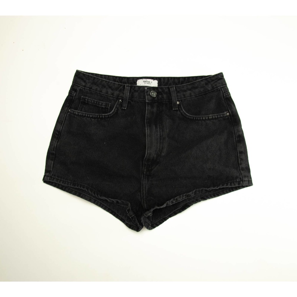 CUTE FOREVER 21 BLACK RIBBED DENIM SHORTS - PRE-LOVED